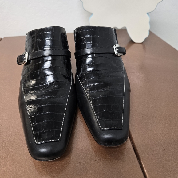 Brighton Black Crocodile Pattern slip on heels Size 9 - Picture 3 of 10